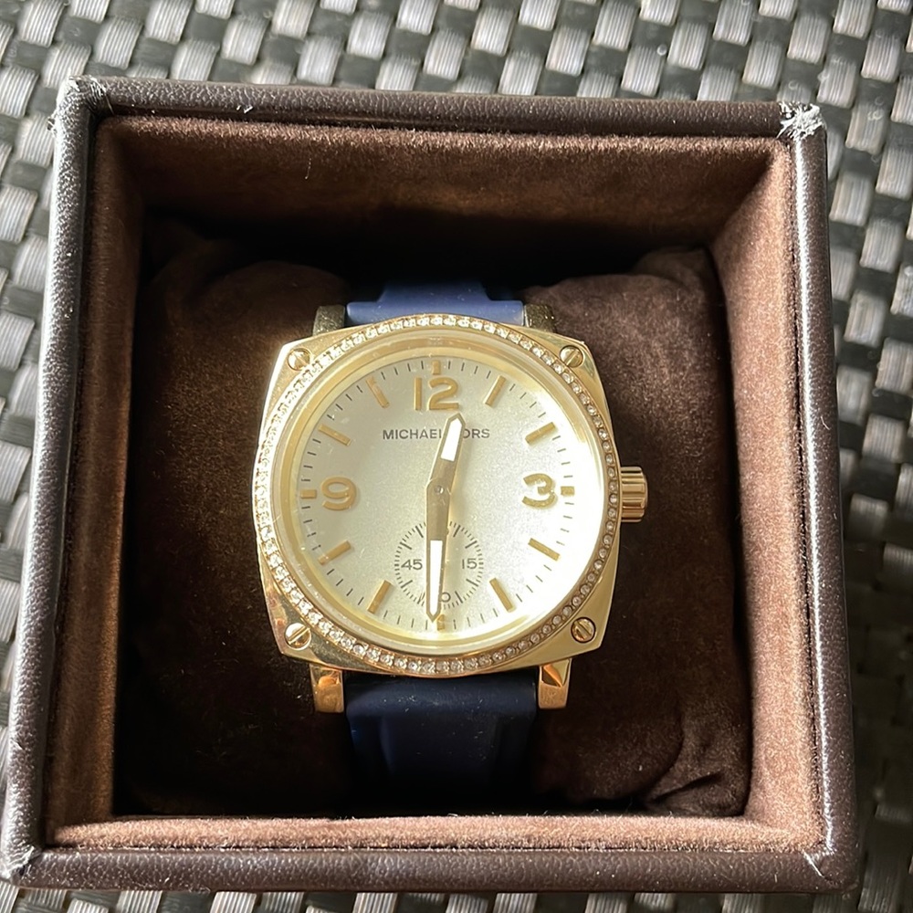 Brand New Michael Kors Watch - Gold face w/ blue band- w/ tags